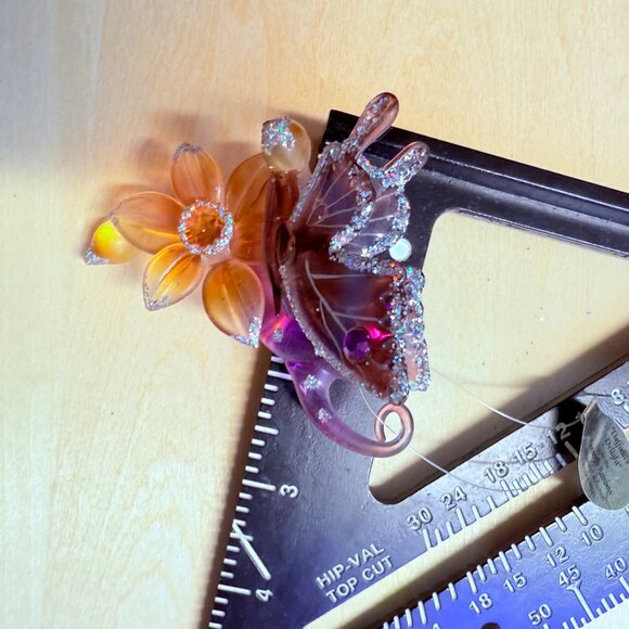 Ashton Drake Heirloom Butterfly Ornament Glass VTG Daffodils Delight Artistic - Picture 8 of 14